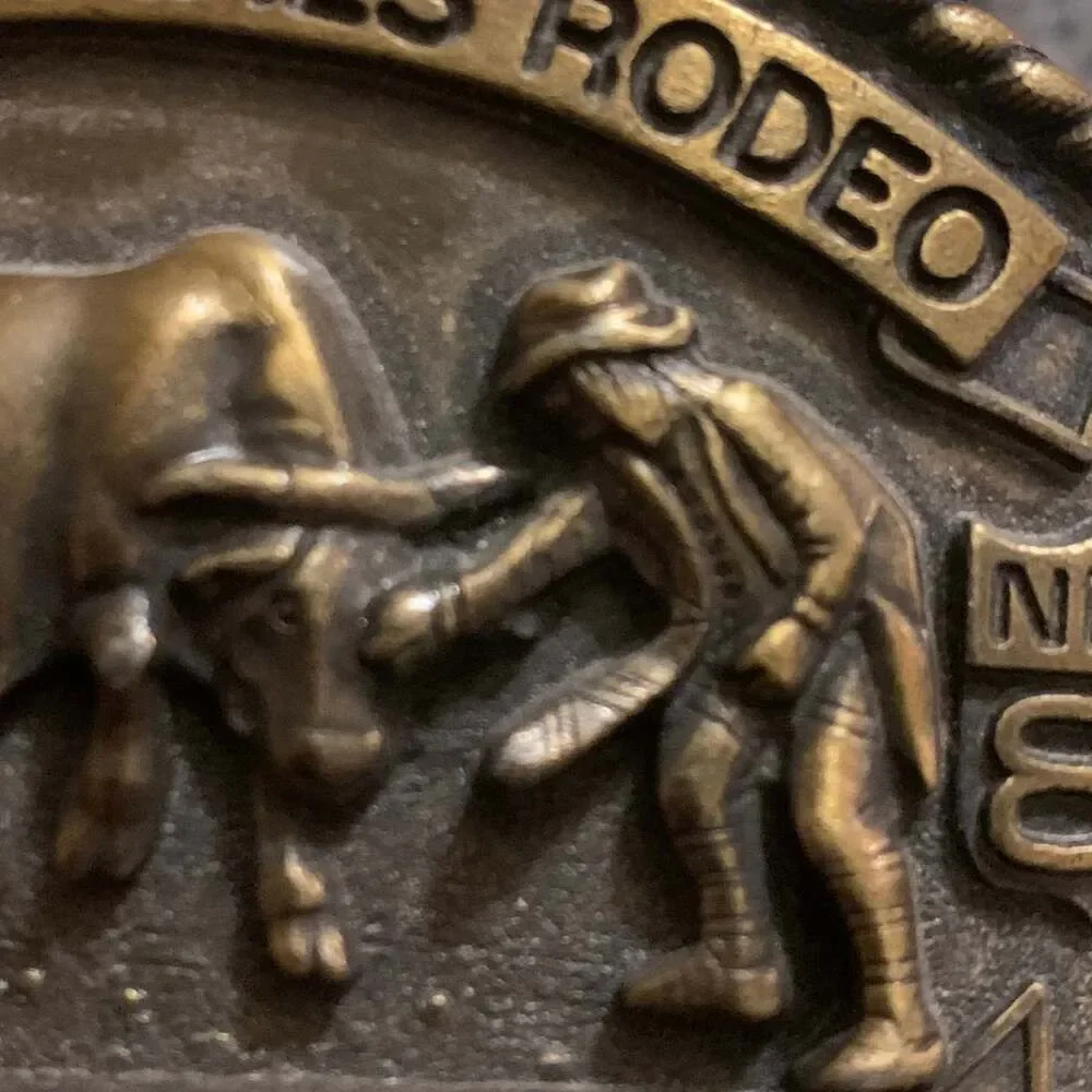 Vintage 1981 Hesston NFR National Finals Rodeo Bullfighter Belt Buckle